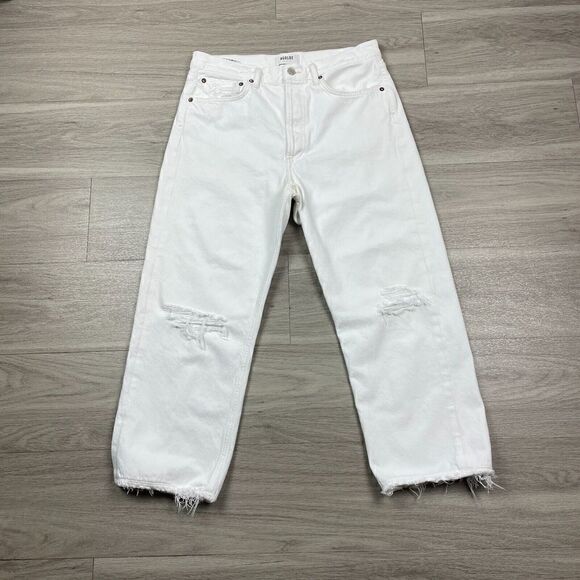 Agolde Jeans Womens 29 White Distressed Denim Relaxed - Picture 1 of 12